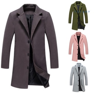 Tucany moda hombres invierno Color sólido abrigo de lana solo botonadura Chamarra abrigo