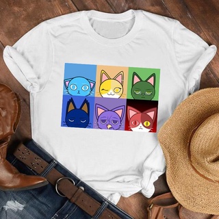 Mujer señora gato mascota divertido Kawaii Casual estilo 90s de dibujos animados camisa ropa camiseta camiseta mujer Top mujer impresión T gráfico camiseta (6)
