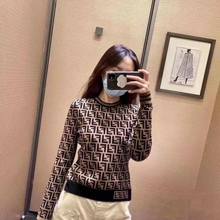 ! Fendi_ camiseta de punto para las mujeres 2021 nueva moda suelta de las mujeres de manga larga sudadera con capucha de los hombres sudadera doble F (1)