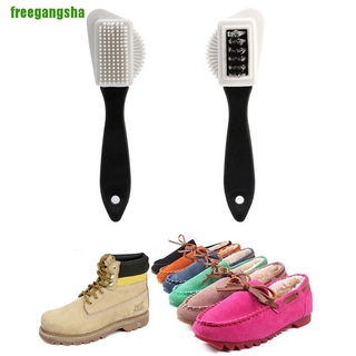 freegangsha Chic 3 lados cepillo de limpieza para gamuza Nubuck zapatos limpiador de botas POL