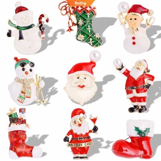 broche de calcetines de navidad de dibujos animados de moda broche de santa claus muñeco de nieve broches esmalte joyería regalo para amigos | bolive |