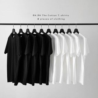 Camisa lisa negro blanco unisex camiseta camiseta de manga corta cuello redondo hombre mujeres algodón diy pareja estilo coreano bts