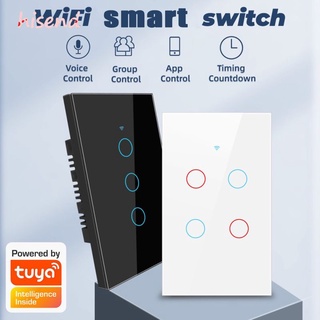 hisend 1/2/3/4 gang TUYA WiFi Smart Touch Switch Home Light Botón De Pared 120 X 72 Mm Cable Neutro Para Alexa Y Google Assistant US Standard