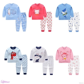 bebé niños niñas de dibujos animados impresión trajes conjunto de manga larga blusa tops+pantalones ropa de dormir pijamas bayi