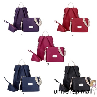 Universalmall 3 unids/set moda mujeres sólido mochila bolso de hombro bolso Casual niñas bolsas de Nylon (2)