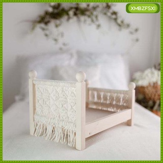 Props Baby Crib Wood Detachable Hand-woven Furniture Doll Bed Accessories