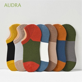 AUDRA Retro Cotton Boat Socks Breathable Patchwork Color Socks Men Hosiery All-match Sport Clothing Accessories Warm Soft Simple Short Socks/Multicolor