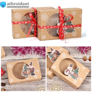 ATHROIDANT 6/12pcs Hot Cake Package Kids Gift Candy Wrapping Bag Paper Gift Box Wedding Favors Plastic PVC Kraft Paper Party Supplies Present Case Christmas Decor