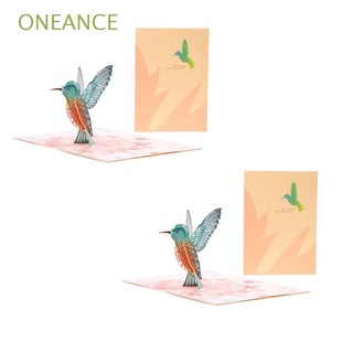 ONEANCE 2PCS Mother's Day 3D Greeting Card for Teachers' Day Thank You Card Pop-Up Bird Gift Postcard Father's Day Birthday with Envelope Stickers Hummingbird (1)