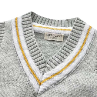 ✣Eo♥Chaleco de los niños, tejer gruesa aguja sin mangas jersey cuello en V línea de cintura hilo de recorte suéter de niño (9)