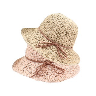 Shinee versión mujer sombrero de paja mano ganchillo pequeño fresco playa viaje protector solar plegable sombrero