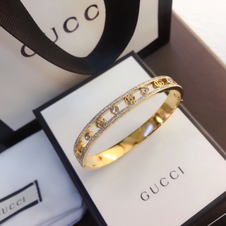 Gucci pulsera de diamantes de moda recorte brazalete doble G pulsera moda diamante brillante acero titanio joyería de las mujeres