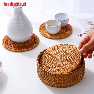 [foodtaste]alfombra redonda de ratán para taza, bebida, té, vajilla, Pla (3)