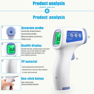yzz - termómetro infrarrojo para la frente, sin contacto, mutifuction con pantalla lcd, herramienta digital de medición de temperatura para niños pequeños, adultos (9)
