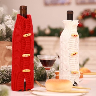 Decoración de navidad botella cubierta bolsa champán vino de punto conjunto de vino