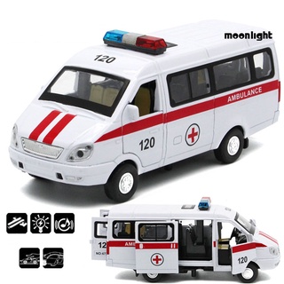 [MOO] 1/32 Diecast ambulancia Waggon coche camión tire hacia atrás modelo con sonido LED niños juguete