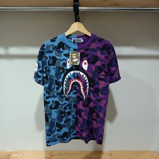Ape Bape Shark WGM Doble Camuflaje Azul Púrpura Mono Tiburón Camiseta Aplicación 3.2