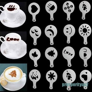 [prosperityus2] 16 plantillas Barista para máquina de café, plantilla de flores, diseño de polvo