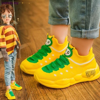 Caterpillar zapatos de niñas primavera y otoño transpirable niños zapatos deportivos suela suave niños s bebé calcetines de punto zapatos de niño