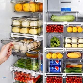 DVIK Refrigerador Contenedor De Almacenamiento De Alimentos Nevera Cajón Estante Fresco Caja Transparente Despensa Organizador Para Cocina Congelador
