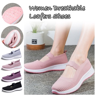 (Tdz) mujer moda Casual transpirable cuñas deslizamiento en caminar zapatillas mocasines zapatos (1)