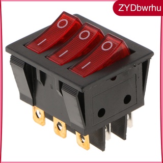 interruptor basculante de 9 polos con botón rojo, interruptor basculante kcd3, 16a/30a 250 v