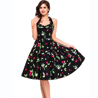 mujer verano más tamaño audrey hepburn floral túnica retro swing vintage rockabilly vestidos