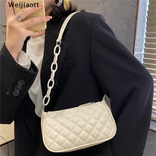 [Wei] Retro Baguette bolso mujer PU bolso de hombro cadenas de Color sólido axila bolsa de señora bolso (7)