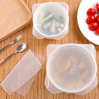 4 unids/lote reutilizable envoltura de silicona sello de alimentos frescos envoltura tapa cubierta estiramiento vacío envoltura de alimentos herramientas de cocina
