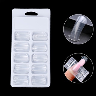 leesisters 100pc/caja transparente doble formas sistema de uñas cubierta completa de construcción rápida molde de gel consejos cl