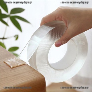 [save] cinta nano transparente lavable reutilizable de doble cara adhesivo extraíble [my]