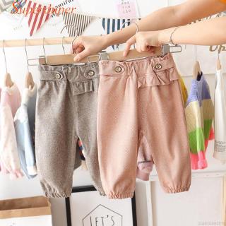otoño bebé niñas precioso algodón sólido impresión pantalones casual arco pantalones