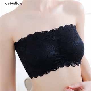 Qetyellow Women Stretch Lace Bra Push Up Wire Free Padded Strapless Seamless Top Underwear CL