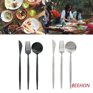 BEEHON 3 Pcs/Set Portable Reusable Travel Cutlery Set Stainless Steel Flatware with Storage Case Eco-Friendly Spoon Fork Knife