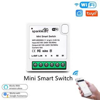 Tuya MINI Wifi Smart Switch 16A 2 vías Control temporizador interruptores inalámbricos Tuya/vida inteligente APP trabajo con Alexa Google Home Rox