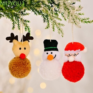 NIUYOU Elk Flannelette Ball Snowman Hanging Doll Christmas Tree Pendant New Santa Claus Scene Decoration Home Ornaments Xmas Drop