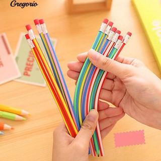 Gregorio 5 lápices flexibles mágicos coloridos con borrador de estudio para niños
