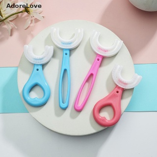 [alg] Cepillo de dientes infantil en forma de U con mango de silicona para cuidado Oral, cepillo de limpieza de cuidado Oral, AdoreLove