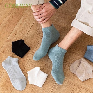 CONEWAY High Quality Men Short Socks Simple Cotton Hosiery Boat Socks Trendy Ankle Hosiery Solid Color Casual Cotton Breathable Men Socks/Multicolor