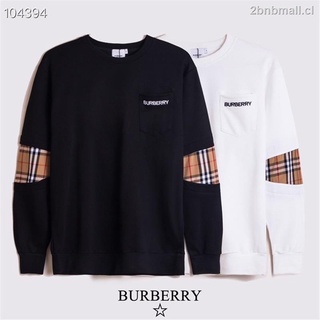 BURBERRY Couples Plaid Stitching Sleeves Pullover Sweatshirts Sports Long Sleeve Allmatch Coat Unisex