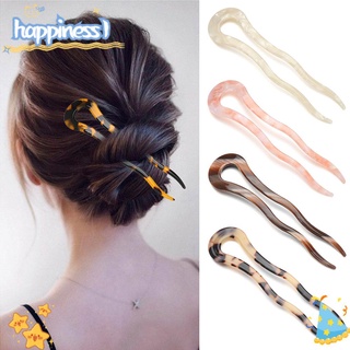 felicidad mujeres niñas horquilla elegante pelo clip palos moda leopardo acetato retro accesorios para el cabello