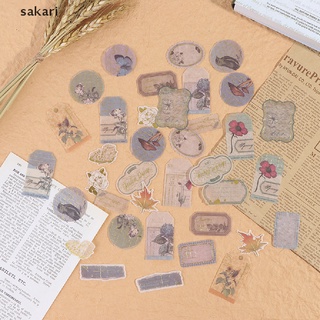 [sakari] 40 piezas de estampación vintage retro sello de viaje planta creativa papelería pegatinas [sakari]