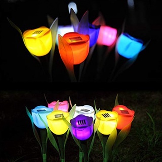 [Estilo De Vida] Lámpara LED Solar Con Forma De Flor De Tulipán Jardín Decorativo Para Exteriores # Hogar Y Juguetes