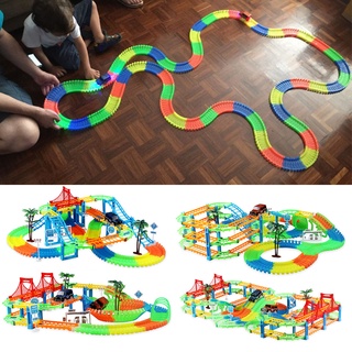 babykids interesante magia ferroviaria pista diy juego rompecabezas juguetes niños asamblea pista coche bloques