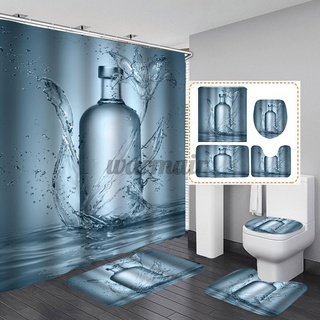 Water Modern Bathroom WONDERLAND Bottle Shower Curtain&3PCS Mat Set Toilet Cover 180*180CM HOT SALE