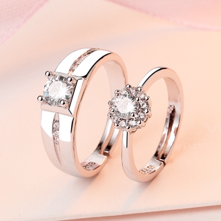 Anillo de plata de ley S925 Cincin estilo coreano pareja anillo de boda ajustable anillos de diamantes