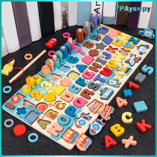 rompecabezas de madera con letras del alfabeto/números/aprendizaje educativo/juguete para niños/regalo
