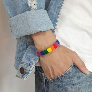 Arin 2Pcs Gay & Lesbian Love Pride trenzado macramé pulsera a granel arco iris orgullo desfile pulsera hecho a mano amante joyería