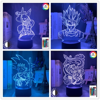 Dragon Ball Kuririn SonGohan Kakarotto Vegeta LED Luz De Noche 3D Lámpara Dormitorio Decoración 16 Colores Navidad