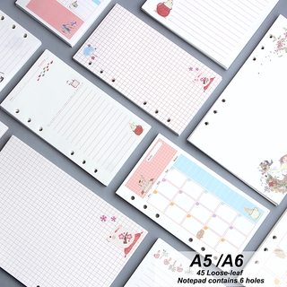A6 A5 Loose Leaf Paper Notebook 6 Holes Inside Refill Monthly Weekly Planner Inner Page (1)